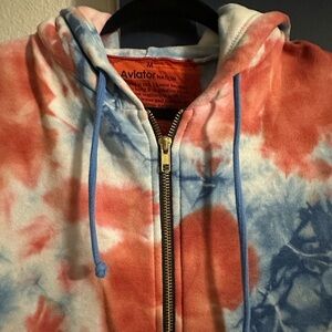 Aviator Nation Red and Blue Tie-Dye Hoodie
